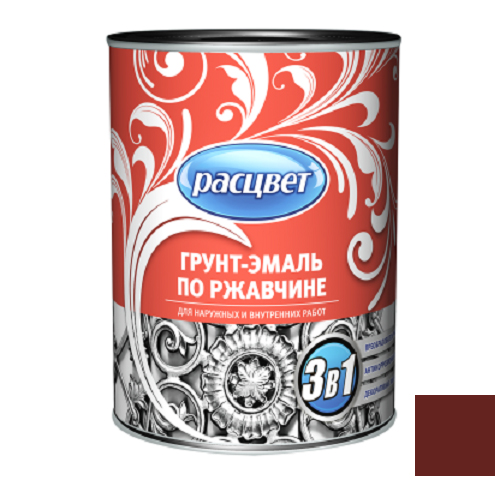 Грунт-эмаль по ржавчине "РАСЦВЕТ" вишневая 0,9кг /14/