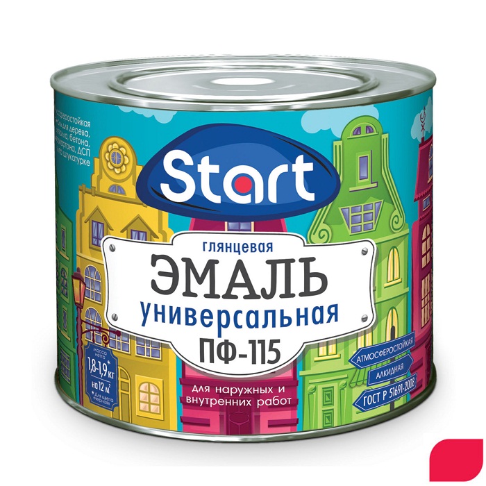 Эмаль ПФ-115 красный  "Старт" (0,4кг)   (28)Сайвер ЗАКАЗ