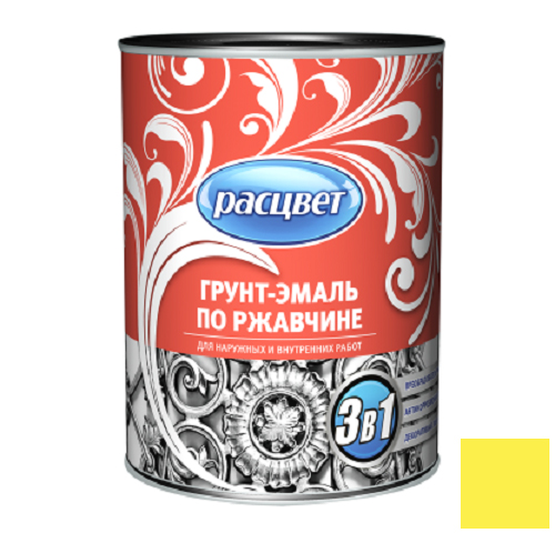 Грунт-эмаль по ржавчине "РАСЦВЕТ" желтая 0,9кг /14/