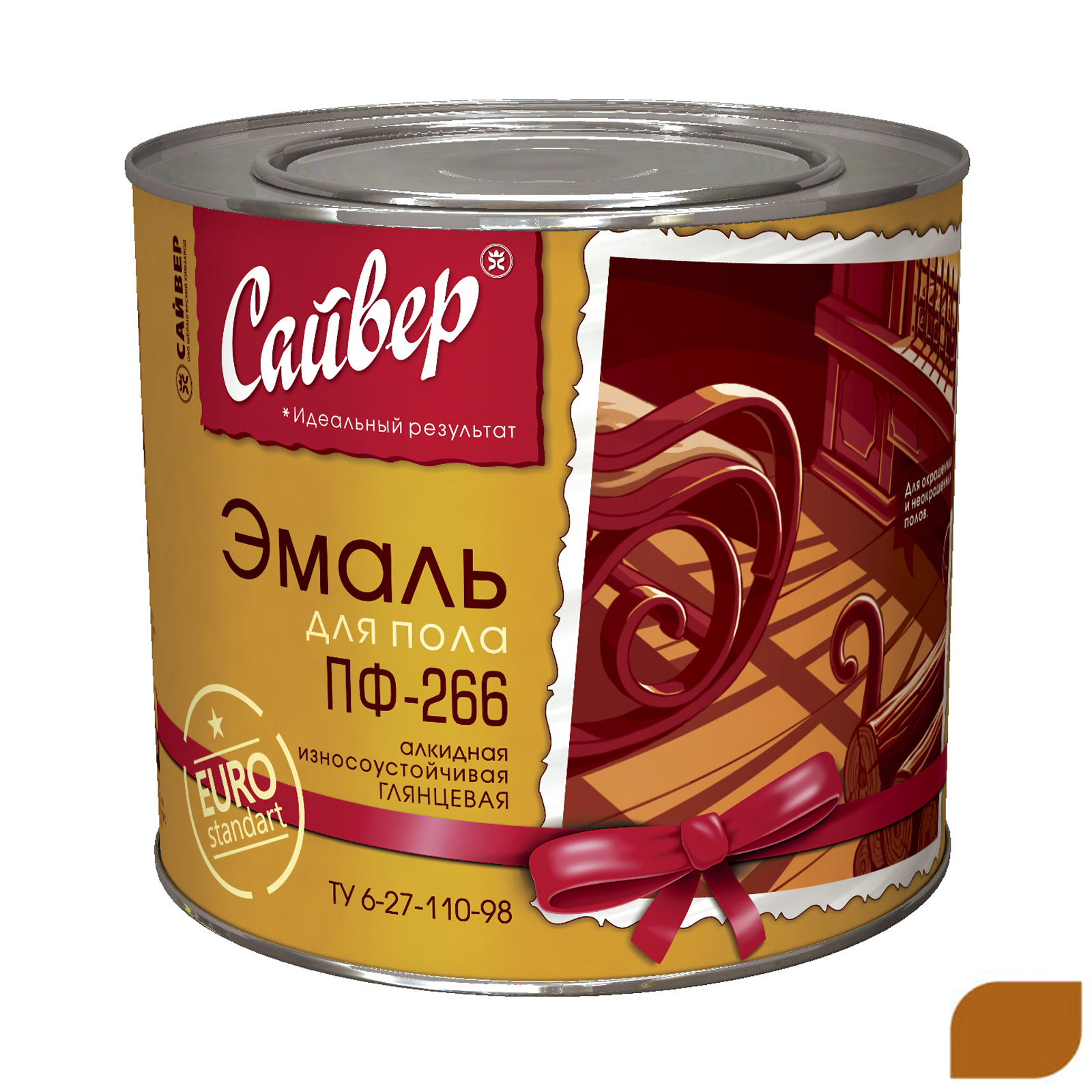 Эмаль для пола ПФ-266 желто-коричневый (0,8кг) (14) Сайвер   АС
