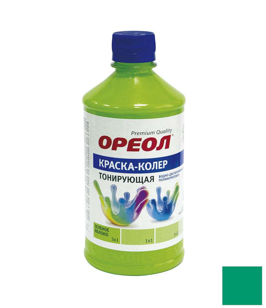 Краска-колер "ОРЕОЛ" тонирующая ВД полиакриловая изумруд 0,725кг /10шт/							