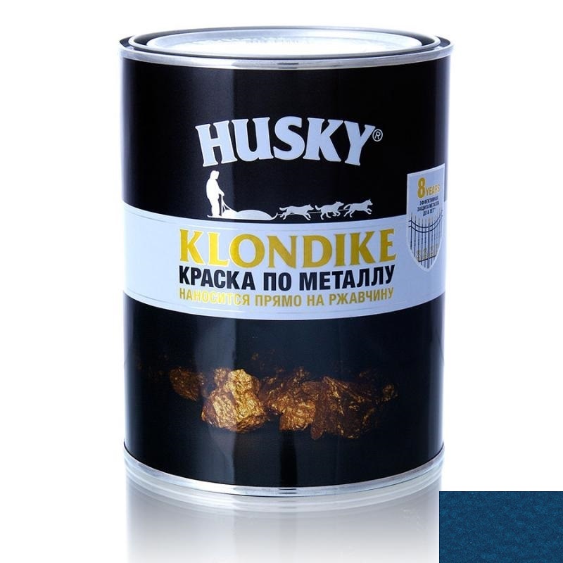 Краска по металлу HUSKY-KLONDIKE с молотковым эффектом темно-синяя (0,9л; 6шт)