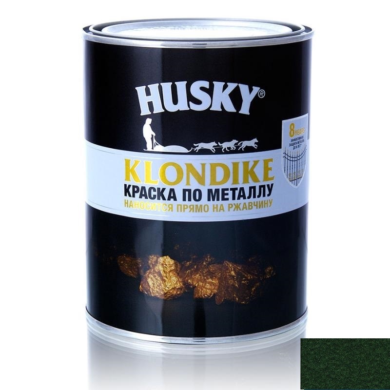 Краска по металлу HUSKY-KLONDIKE с молотковым эффектом темно-зеленая (2,5л; 3шт)