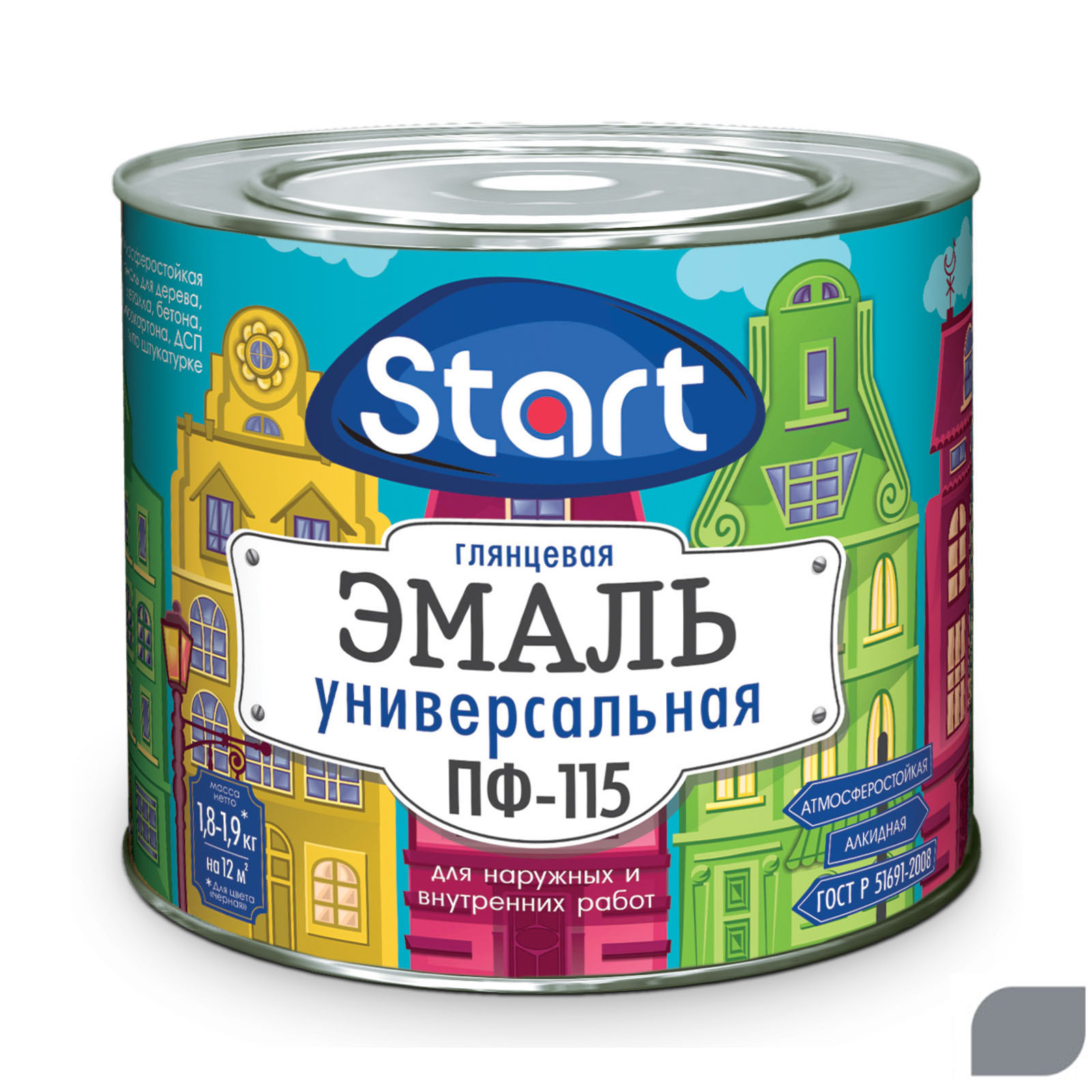 Эмаль ПФ-115 светло-серый  "Старт" (1,8кг) (6) Сайвер